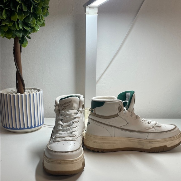 Reebok White and Green High-Top Sneakers - Picture 2 of 7